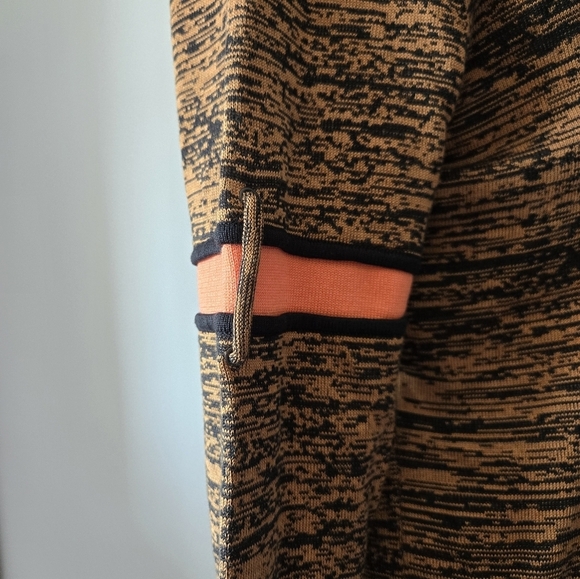 JAIMIE SADOCK Silk/ Cotton Mock Neck Brown/Black/Peach Top. Size Small - Picture 5 of 9